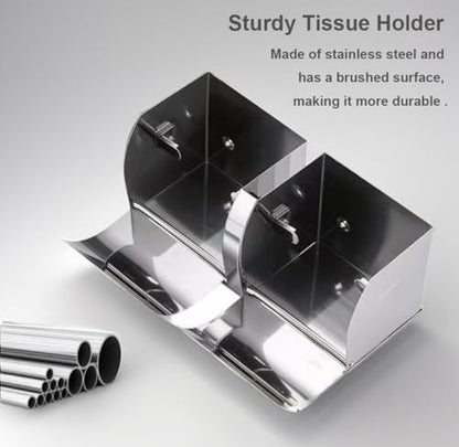 Double Toilet Paper Holder with Shelf, Wall Mount Tissue Dispenser