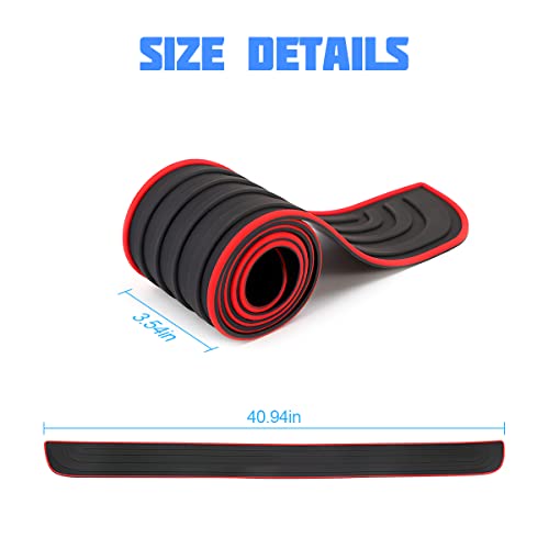 8sanlione Non-Slip Rubber Car Rear Bumper Guard Strip, Black/Red/40.9" x3.5 - color: Black/Red, size: 40.9"x3.5"