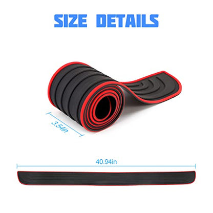 8sanlione Non-Slip Rubber Car Rear Bumper Guard Strip, Black/Red/40.9" x3.5 - color: Black/Red, size: 40.9"x3.5"