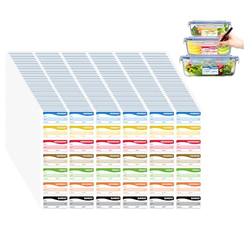 1008 Pcs 1" X 2" Day of The Week Labels, Removable & Writable Food Stickers in English/Español/Français for Restaurant Kitchen Containers and Inventory Management - color: Rectangle Sheet Labels