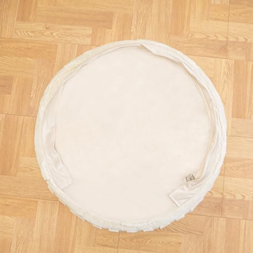 Asuprui Plush Fabric Ottoman Footrest,Foot Stool,20"x14", Linen - color: Linen, size: 20"D x 20"W x 14"H