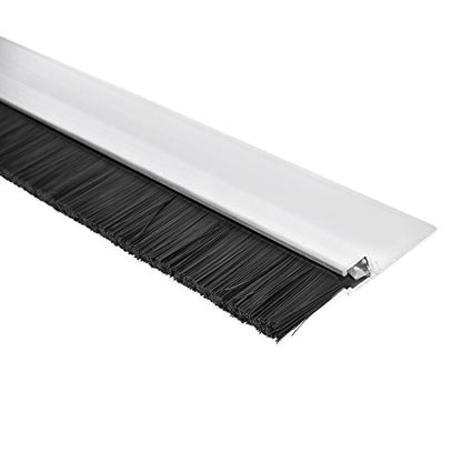 uxcell Door Bottom Sweep H-Shape Aluminum Alloy Base with 0.8-inch Black Nylon Brush 39-inch x 1.89-inch - color: Silver, size: 39.37" x 0.8"