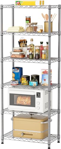 Golpart 6Tier Adjustable Storage Shelves Metal Wire Shelving Standing Shelf - color: Grey, size: 6-tier-12"Dx22"Wx69"H