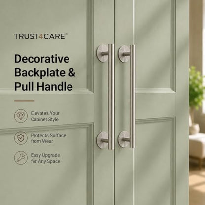 trust4care 2-Pack 2.3" Brushed Nickel Backplates of Bifold Closet Door Knob - color: Brushed Nickel, size: Set of 2