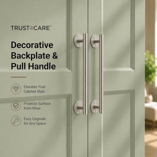 trust4care 8-Pack 2.3" Brushed Nickel Backplates of Bifold Closet Door Knob - color: Brushed Nickel, size: Set of 8