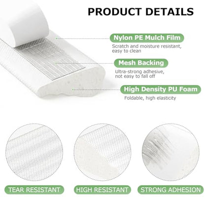 118" Wedge-Shape Foam Weather Stripping Self-Adhesive Door Window Seal Strip, Soundproof Noise Draft Blocker Gap Filler, Winter Insulation Tape for Exterior Interior Door Frame, White