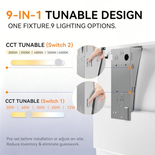 48PACK 2x4 LED Troffer Light, Led Drop Ceiling Light Fixture, Center Basket Drop Ceiling Lights, Wattage CCT Selectable 30W-72W (Up to 10800LM),3000K-6500K,0-10V Dimmable, for Office & Commercial - size: 2X4-48Pack