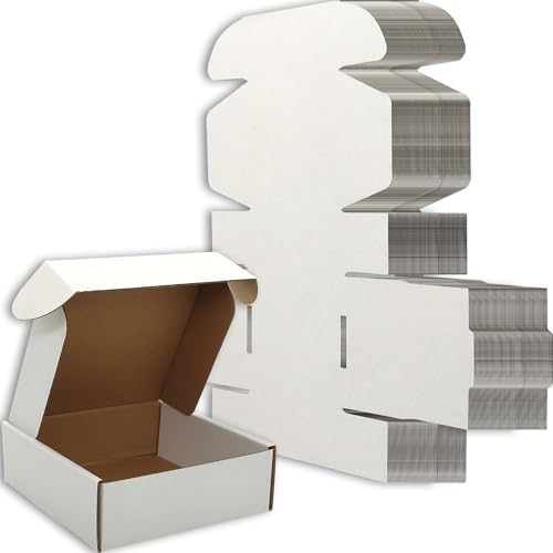 6x6x2 Shipping Boxes Set of 50, White Mailer Corrugated Cardboard Box - color: White, size: 6"x6"x2"/50-pack