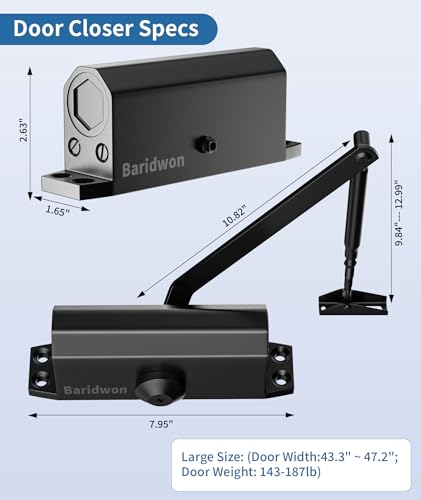 Door Closer, Adjustable Hydraulic Speed, Soft Close, Black, Large - color: LetBlack, size: Large