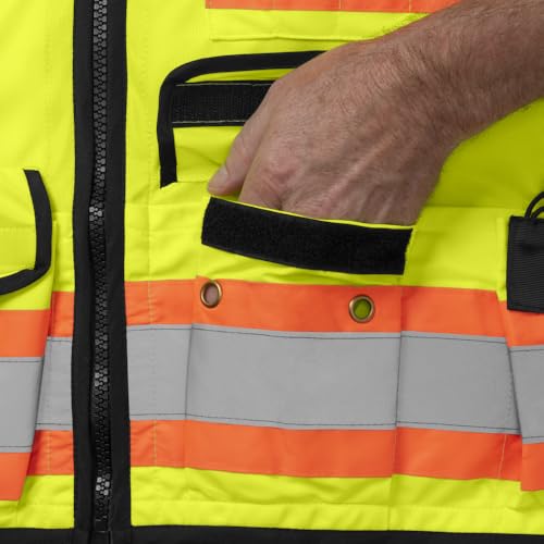 Ironwear 1278FR-L-04-XL ANSI Class 2 Flame Retardant Polyester Surveyor SAFETY Vest with 2" Silver Reflective Tape, Lime, X-Large - size: X-Large