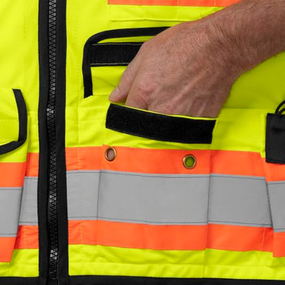 Ironwear 1278FR-L-04-XL ANSI Class 2 Flame Retardant Polyester Surveyor SAFETY Vest with 2" Silver Reflective Tape, Lime, X-Large - size: X-Large