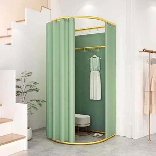 Clothing Store Fitting Room with Shading Curtain, Portable Temporary Mobile Privacy Protection Dressing Room, Foldable Mall Simple Changing Room and Temporary Mobile Room, 200x100x95cm(Green) - color: Green