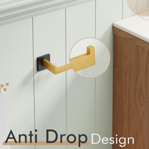 KOKOSIRI Toilet Paper Holders Wall Mounted Toilet Roll Holder for Bathrooms Hardware Washroom T-304 Stainless Steel, Matte Black and Gold B2003GDK - color: Black Gold, size: Without Shelf(1 Pack)