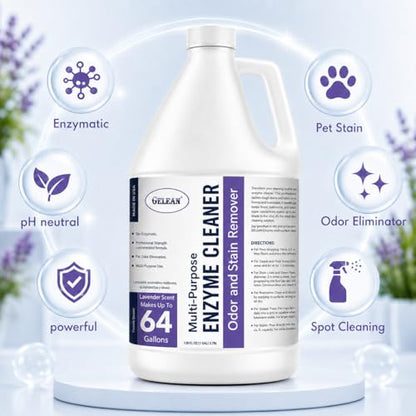 Enzymatic Cleaner Multi-Purpose Enzyme Cleaner for Dog Urine and Poop Carpet | Cat Pee Odor eliminator Pet Urine Enzyme Drain Cleaner | Floors, Carpets, Laundry, Bathrooms, Trash Can Deodorizer, 128oz