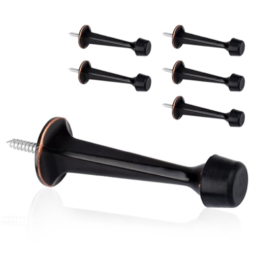 6 Pack Solid Rigid Door Stops - Heavy Duty Door Stoppers Wall Protector with Soft Rubber Tips, Oil Rubbed Bronze - color: Oil Rubbed Bronze, size: 6 Pack
