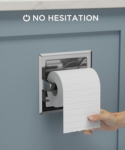 FORIOUS Recessed Toilet Paper Holder for Mega Rolls, Chrome - color: Chrome