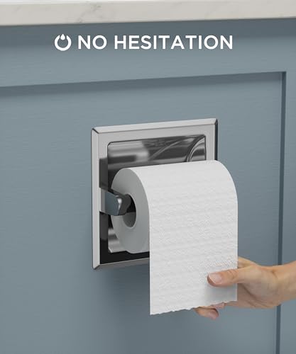 FORIOUS Recessed Toilet Paper Holder for Mega Rolls, Chrome - color: Chrome