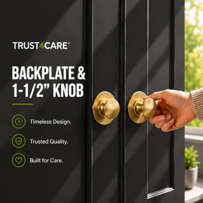 trust4care 4-Pack 2.0" Gold Backplates of Bifold Closet Cabinet Knobs - color: Gold