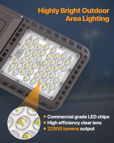 LED Parking Lot Lights 150W 22,500LM, 5000K 150LM/W Slip Fit Mount - color: Slip Fit 150W 3P