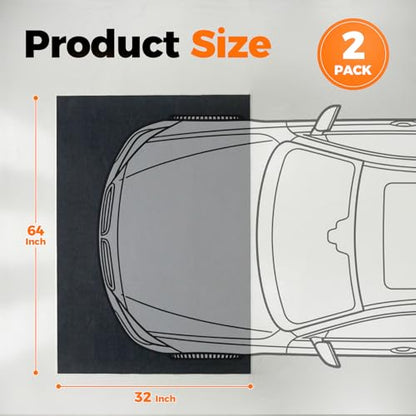 2‑Pack Heavy Duty Oil Spill Mat 64"X 32", 1/4" Thick Garage Floor Mat - color: Black, size: 32"L x 64"W x 0.25"Th (Rectangular)