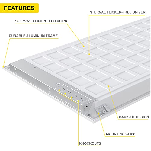 NUWATT 1x4 ft LED Flat Panel Light, 3500K Neutral White, 4400LM, 120-277V Universal Voltage, 0-10V Dimmable LED Panel Drop Ceiling Lights DLC Certified Office Lighting, ETL, 4 Pack