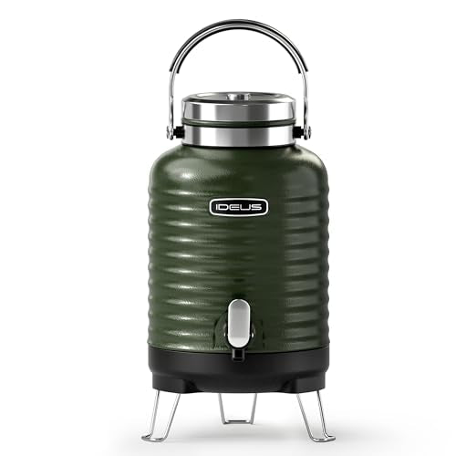 IDEUS Insulated Beverage Dispenser 1.4gal, Drink Container Deep Green - color: Green for camping, size: 179.2 Ounces