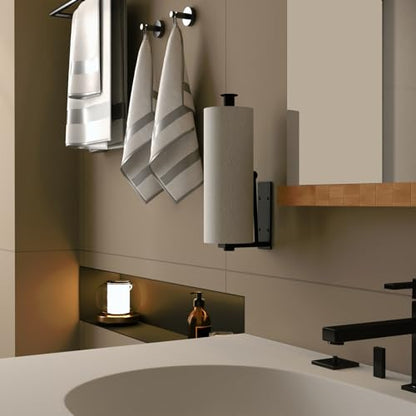 Under Cabinet Paper Towel Holder, One-Hand Tear Paper Towel Holder, Black - color: Black
