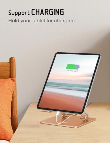 Aoviho Tablet Stand for Desk,Adjustable Tablet Holder,Gold - color: Gold