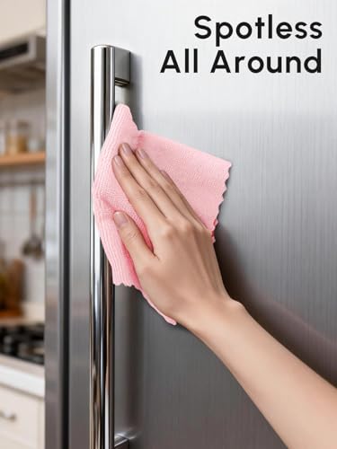 Microfiber Cleaning Cloths Roll 75 Pack 12x12 Inch Lint Free - color: Pink