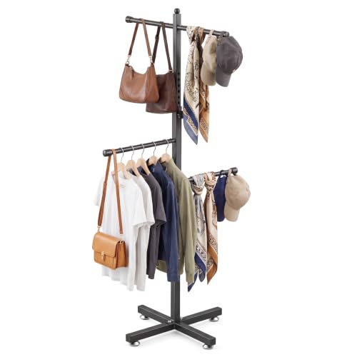 BreezeHug 42-48 Inch Adjustable Height Shopping Bag Rack Heavy Duty T-Shaped Grocery Bag Metal Holder for Retail Stores Large Tote Display Malls Vendor Boutique Trade - style: Four-arm
