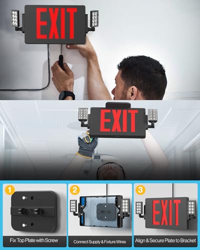 Sunco 8 Pack Black Exit Signs with LED Emergency Lights & Backup Battery