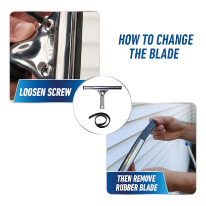 Unger Professional 8” Stainless Steel Window & Glass Cleaning Squeegee - Cleaning Supplies, Heavy Duty Squeegee for Window Cleaning, Streak Free Results - size: 8-inch, style: Squeegee