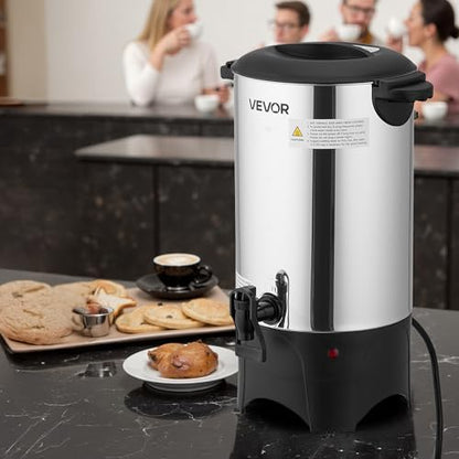 VEVOR Commercial Coffee Urn, 40 Cup 6 L Hot Beverage Dispenser with Dripless Faucet, Quick-Brewing Commercial Coffee Maker, with Stainless Steel Liner, for Catering, Business, Church & Restaurant - size: 40Cup
