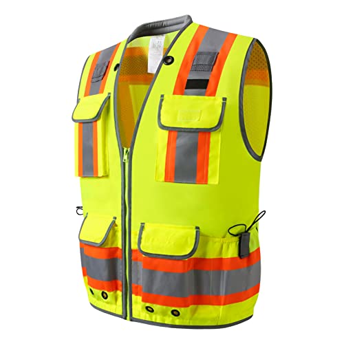Surveyor Safety Vest, Reflective High Visibility Vests for Men - color: Yellow, size: X-Large