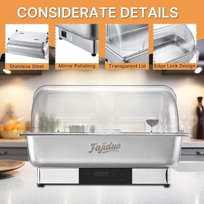 Electric Chafing Dish, 9QT Buffet Servers and Warmers, 3 Size Food Pans Stainless Steel Chaffing Dishes with Temperature Control Display, Commercial Food Warmers for for Parties, Catering, Buffets - size: 3 Size Food Pans