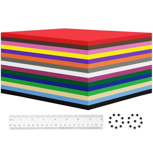 biguphate 90 Pack EVA Foam Sheets, 8x8in, 1mm Craft Foam Paper, 15 Colors - color: 15 MIXCOLOR, size: 90PCS-8x8IN-1MM
