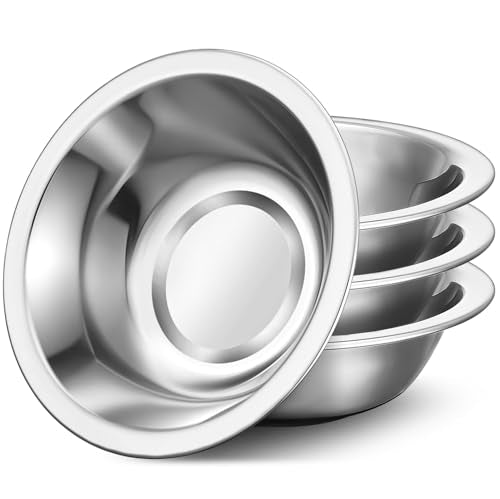 304(18/8) Stainless Steel Mixing Bowls for Kitchen, 4 Pack 8.7" 34.88 fl.oz Metal Mixing Bowls Set Stackable for Baking Serving Cooking Food Prep Storage Dishwasher Safe Lightweight - size: 8.7"