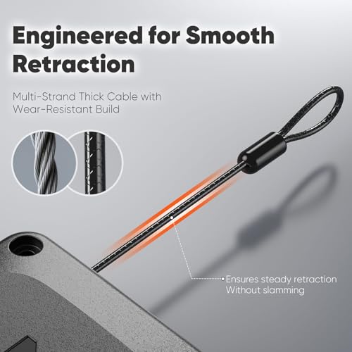 EKZ Retractable Cable Automatic Door Closer – Fits Sliding Glass, Screen, Single & Double Doors – Strong 3.3 lb Spring Tension, Punch-Free Easy Install for Entry, Bathroom, Bedroom, Study (2 Pack) - size: 2 Pieces