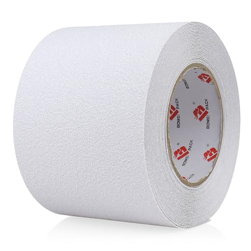 BOMEI PACK Anti Slip Traction Tape,4 Inch x 33 Ft,Heavy Duty Non Slip Tape,Grip Tape for Stairs, Tread Step, Indoor & Outdoor Use,Waterproof Stairs Non Skid Treads (White) - color: White