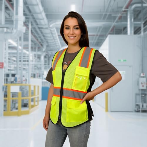 Safety Vest for Women, High Visibility Reflective Vest, Yellow, M - color: 1pc Yellow, size: Medium