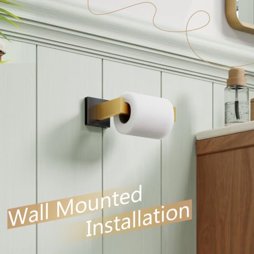 KOKOSIRI Toilet Paper Holders Wall Mounted Toilet Roll Holder for Bathrooms Hardware Washroom T-304 Stainless Steel, Matte Black and Gold B2003GDK - color: Black Gold, size: Without Shelf(1 Pack)