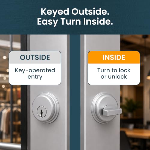 Keyed Hookbolt Set, Turnknob, Aluminum Silver, 1-1/8" - color: Aluminum Silver, size: 1-1/8" Backset, style: Turnknob