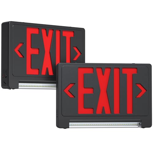 Exit Signs with Emergency Lights Battery Backup, UL Listed Double-sided Exit sign with Adjustable Light Pipe, Hardwired Compact Commercial Lighted Exit Sign, 120/277V Top/Side/Wall Mount (2 Pack) - color: 2 Pack