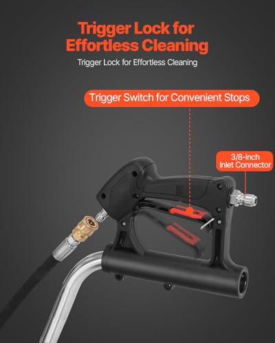 VEVOR 21" Pressure Washer Surface Cleaner, Stainless Steel Pressure Washer Attachments with 4 Wheels, 4500 Max PSI, 3/8 Quick Connector, 2 Spray Nozzles, Dual Handle, for Concrete, Patio, Sidewalk - size: 21 Inch w/ Handle & Wheels
