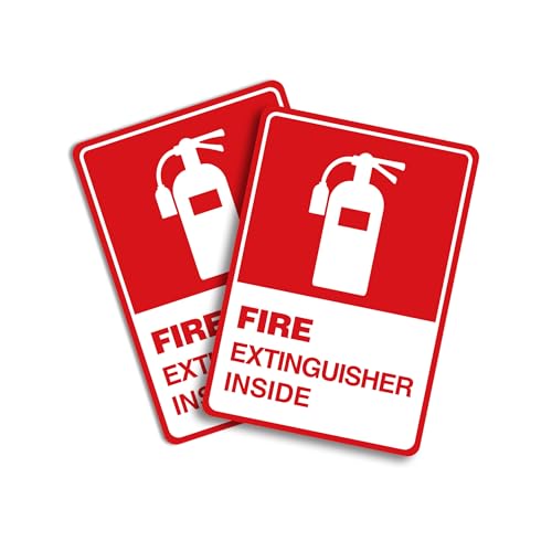 2 PCS Fire Extinguisher Inside Sign Stickers,Self Adhesive Vinyl Safety Label Waterproof, Fade and Scratch Resistant, Suitable for Indoor and Outdoor,Red on White - color: Fire Extinguisher Sticker 208