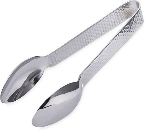 Carlisle FoodService Products Food Tongs for Serving – 60209 Terra Stainless Steel Serving Tongs – Forged Hammered Finish, for Kitchens, Restaurants, Catering, 7in
