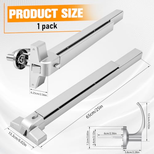 Zonon 1 Set 25" Commercial Door Push Bar with Lever Handle, Silver - color: Silver, size: 25"