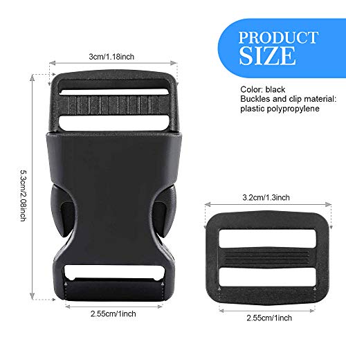 YGDZ 1 Inch Plastic Buckles, 80 Side Release Strap Buckles and Slides Parachute Buckles for DIY Backpack Luggage Strap - size: 1 INCH 80PCS
