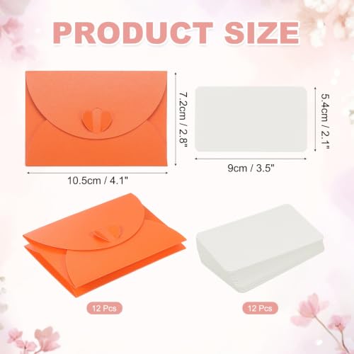 PATIKIL Gift Cards Envelopes (4.1"x 2.8",Orange Red) Mini Heart Clasp 12PCS - color: Orange Red