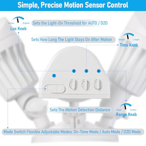 LEONLITE Motion Sensor Security Lights Dusk to Dawn IP65 3000K White - color: White (3000K)